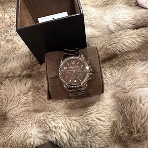 Michael Kors Dark Brown Watch with Crystal Details